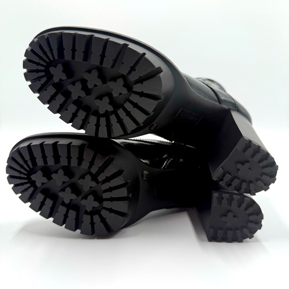 Guess Women’s Manners Shiny Black Lace-Up High Heel Platform Combat Boots 9.5M - Picture 5 of 16